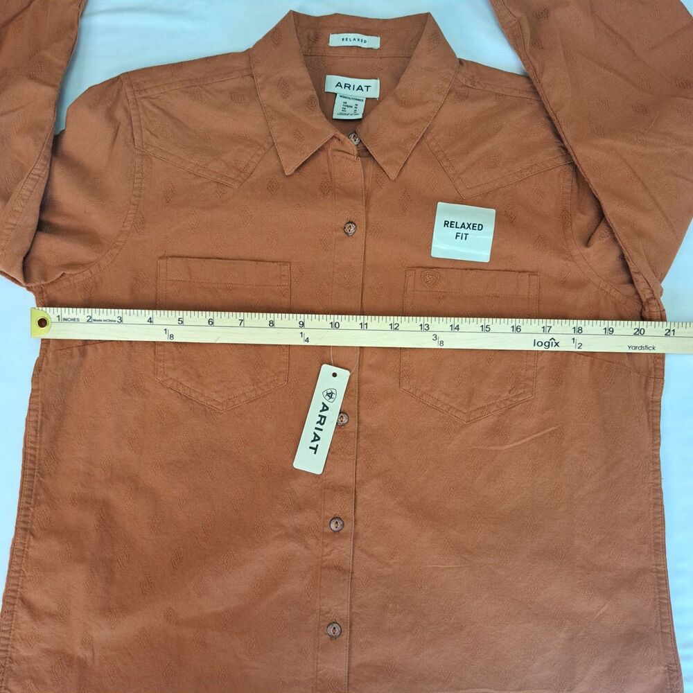 Ariat Billie Jean LS Rust Textured Cotton Button-Up Relaxed Fit Western Rodeo M - Picture 2 of 8